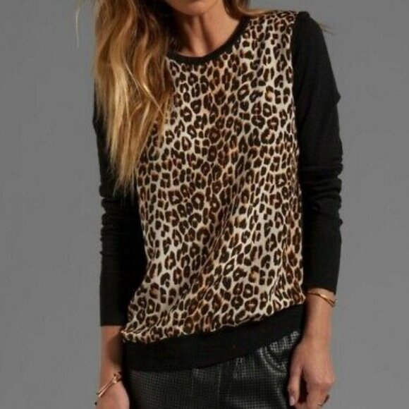 Equipment Roland Wool and Silk Leopard Print Sweater - Picture 1 of 9